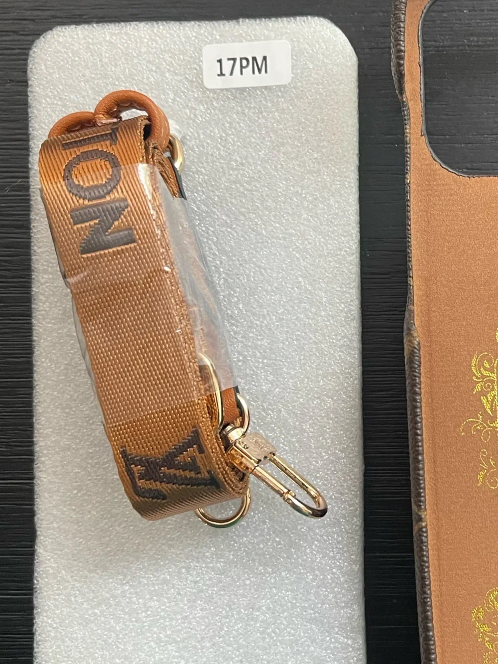 iPhone 17 pro max Brown and Tan Cardholder crossbody Phone Case
